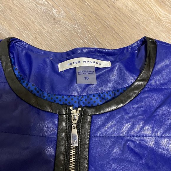 Peter Nygard Blue Faux Leather Jacket - Picture 8 of 10